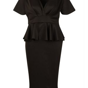 Plus Wrap Front Peplum Midi Dress